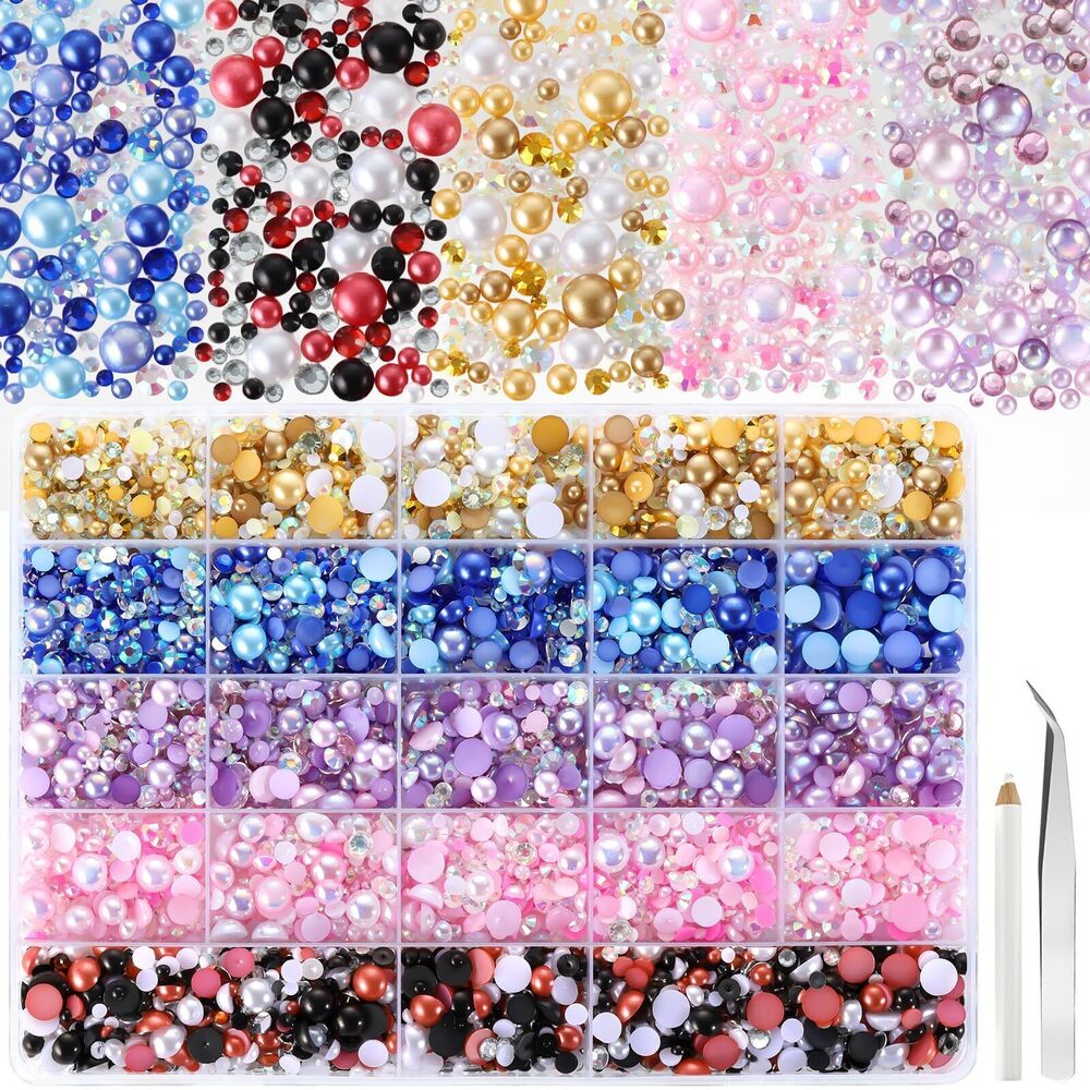 8675 3mm 37000pcs+ Seed Beads for Jewelry Making and 250g Flatback Pearls